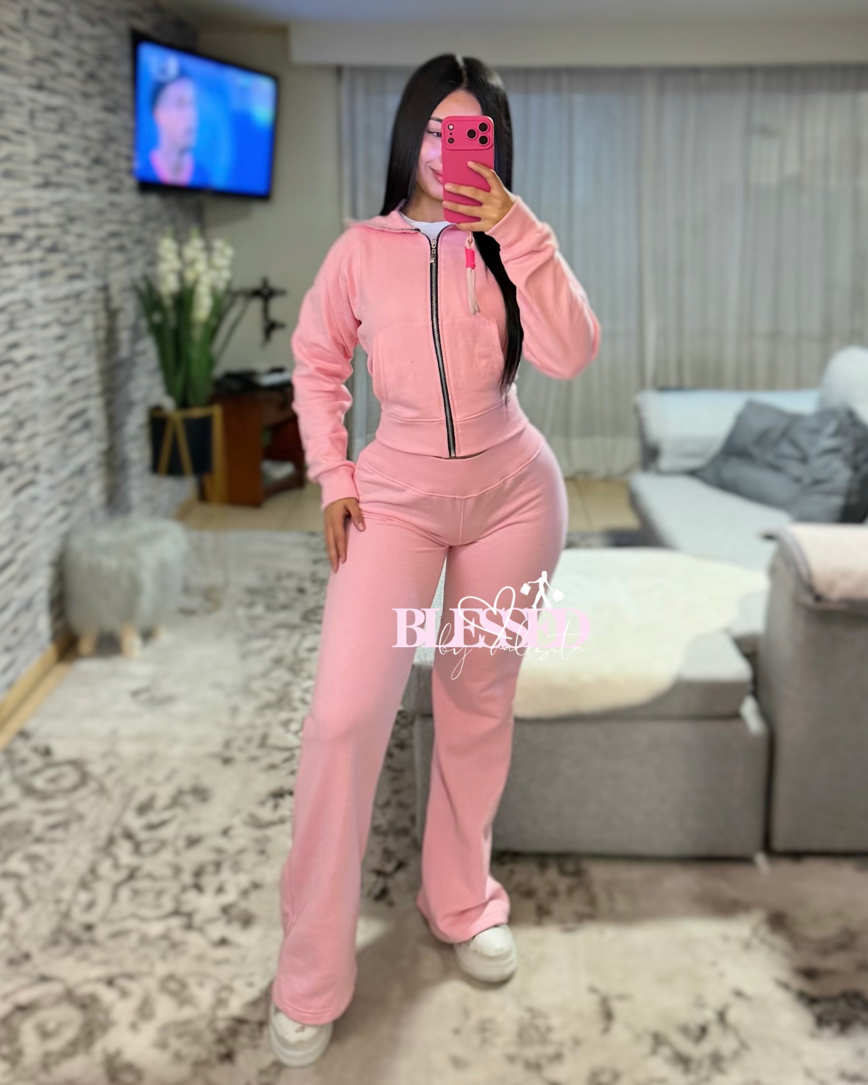 Conjunto de buzo dupe Zara - Modelo con cuello