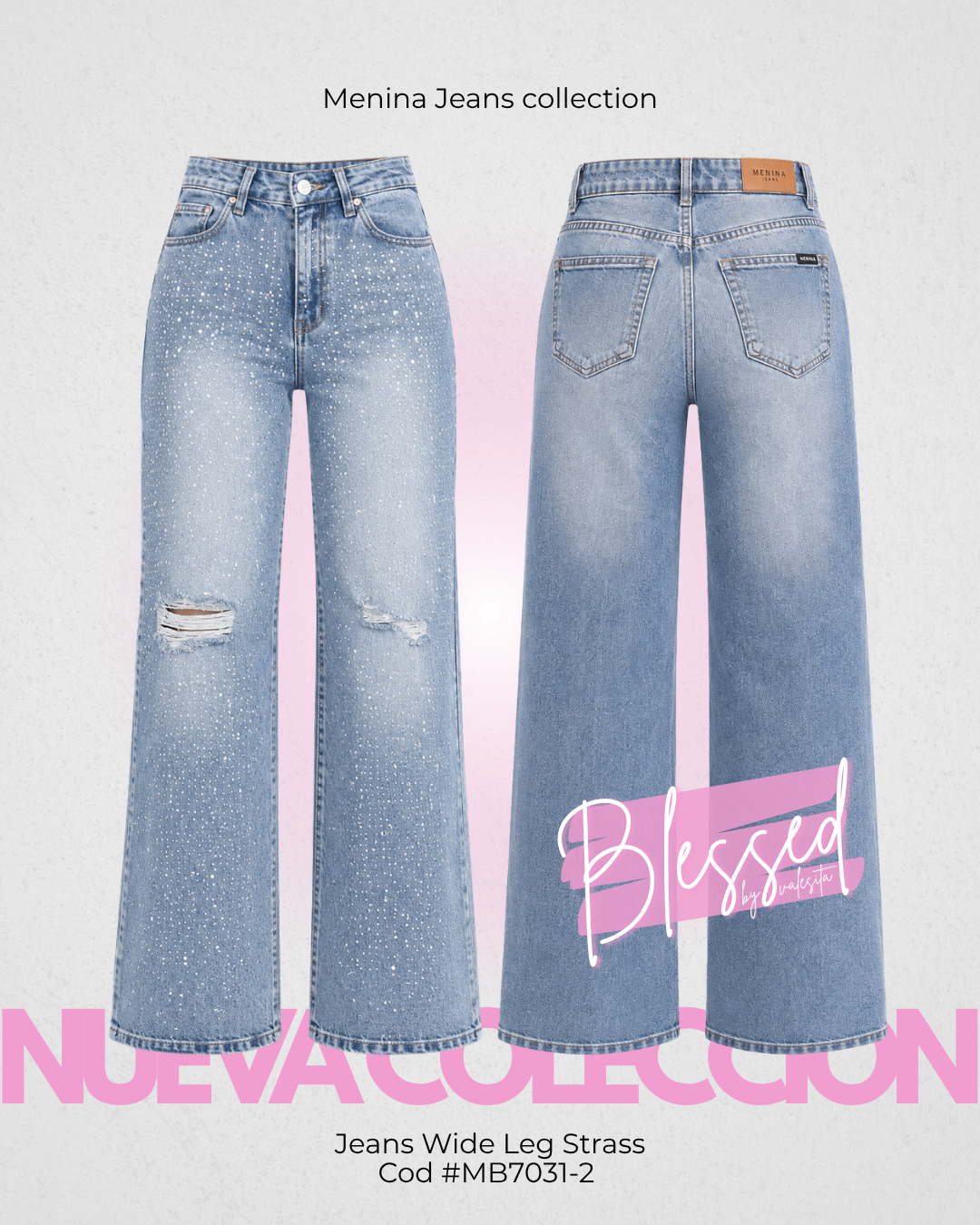 Jeans Wide Leg Strass - Cod #MB7031-2