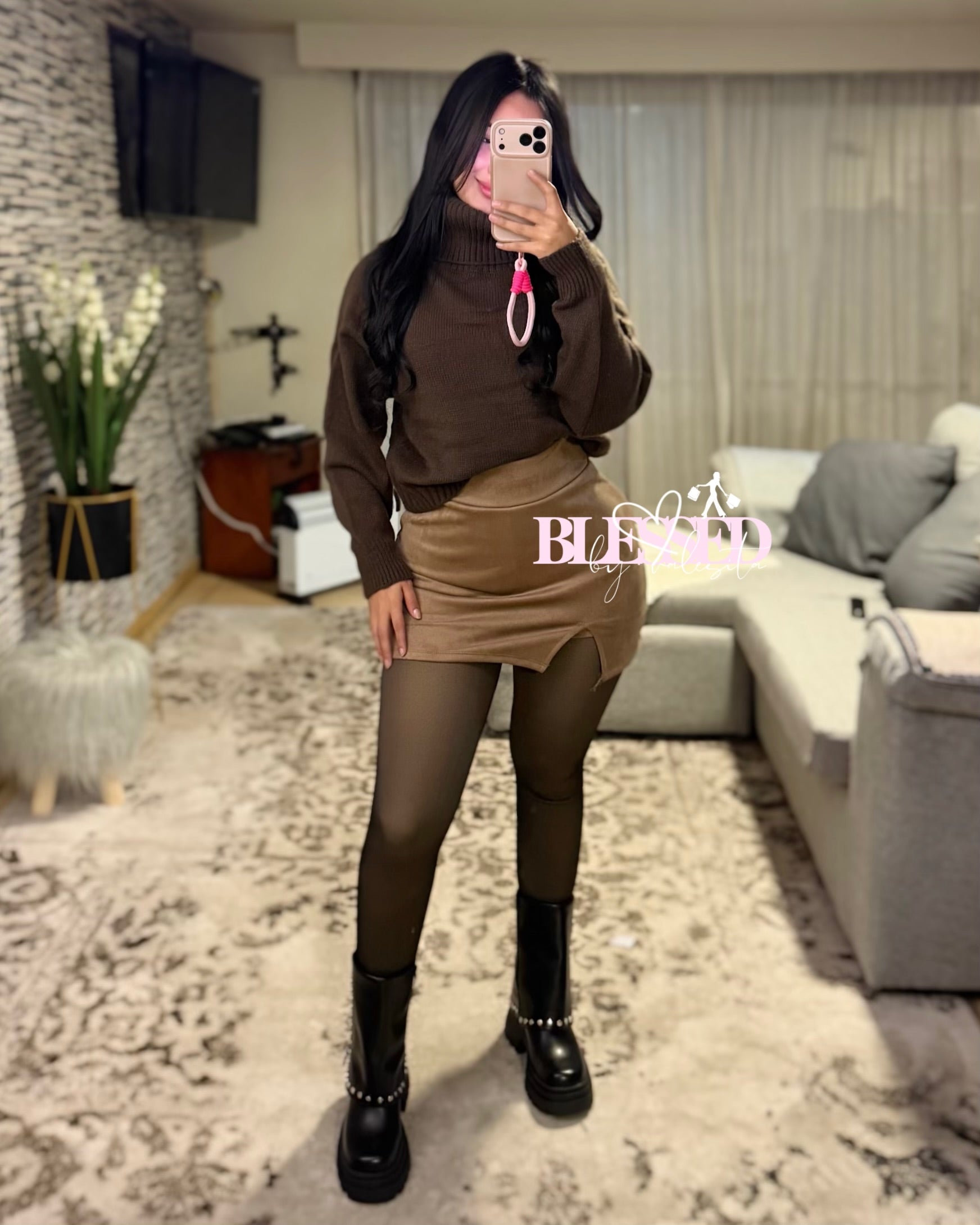 Falda gamuza - Short oculto
