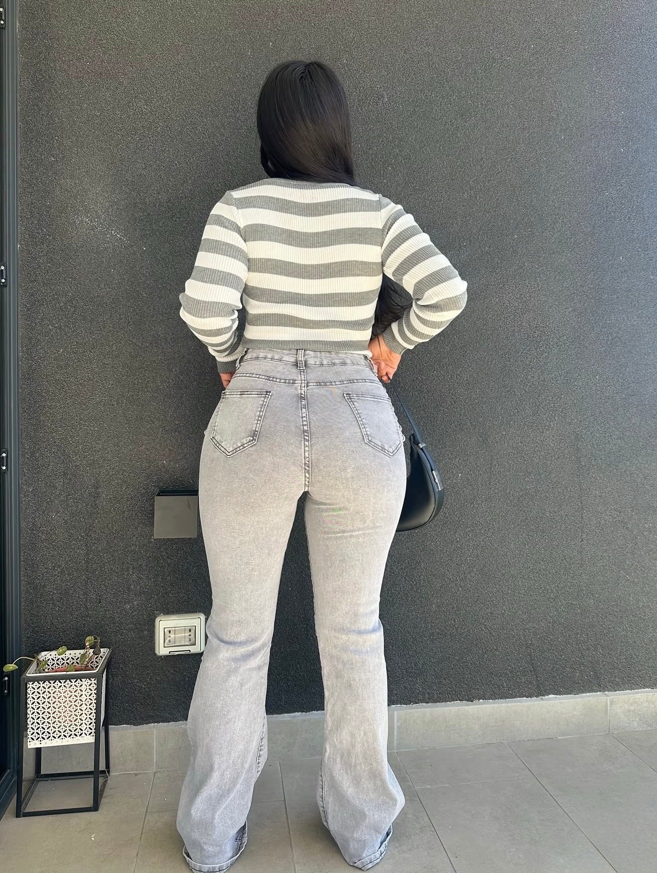 Jeans flare trenzado