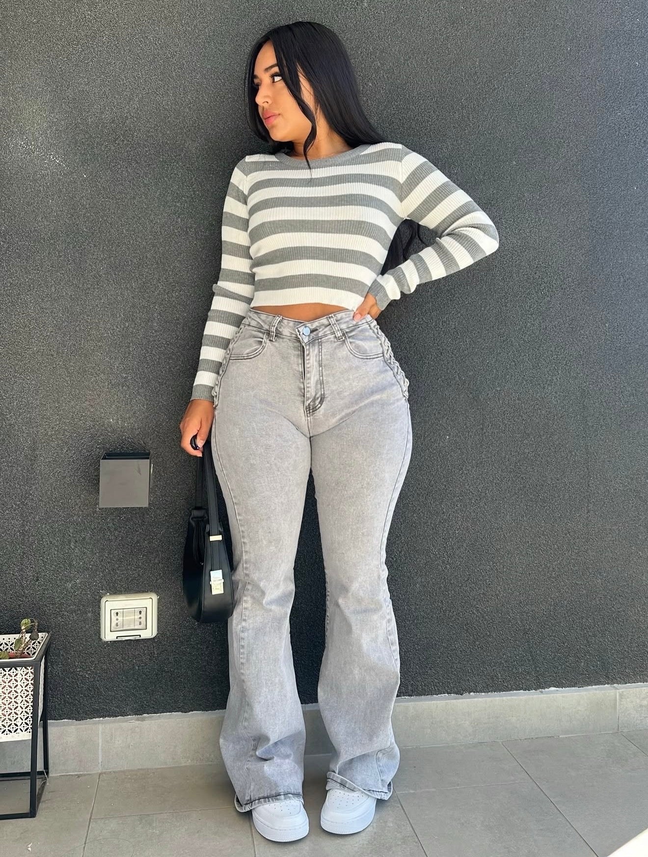 Jeans flare trenzado